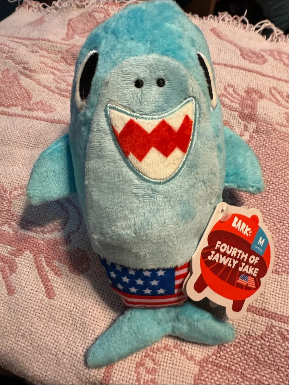 Bark Box Fourth of Jawly Jake M Dog Toy NEW squeaky shark crinkles